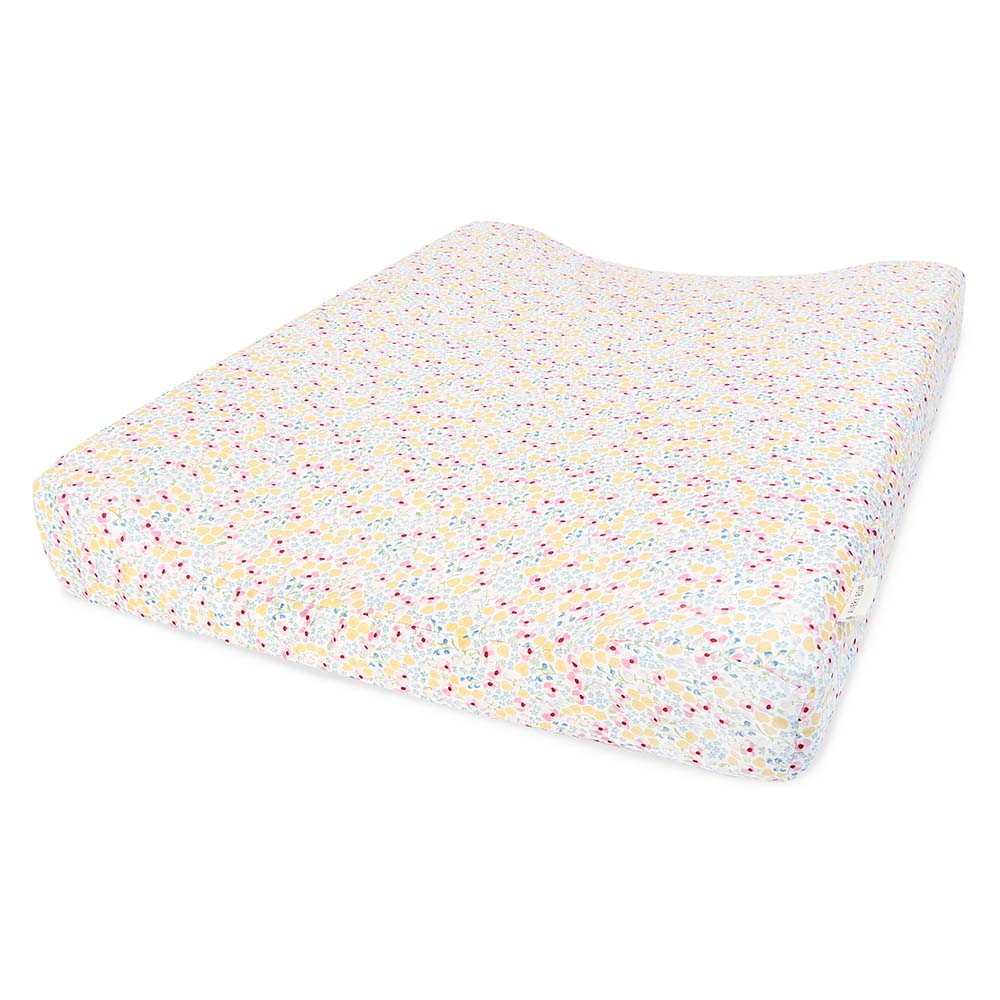 Floral-patterned pillow on a white background