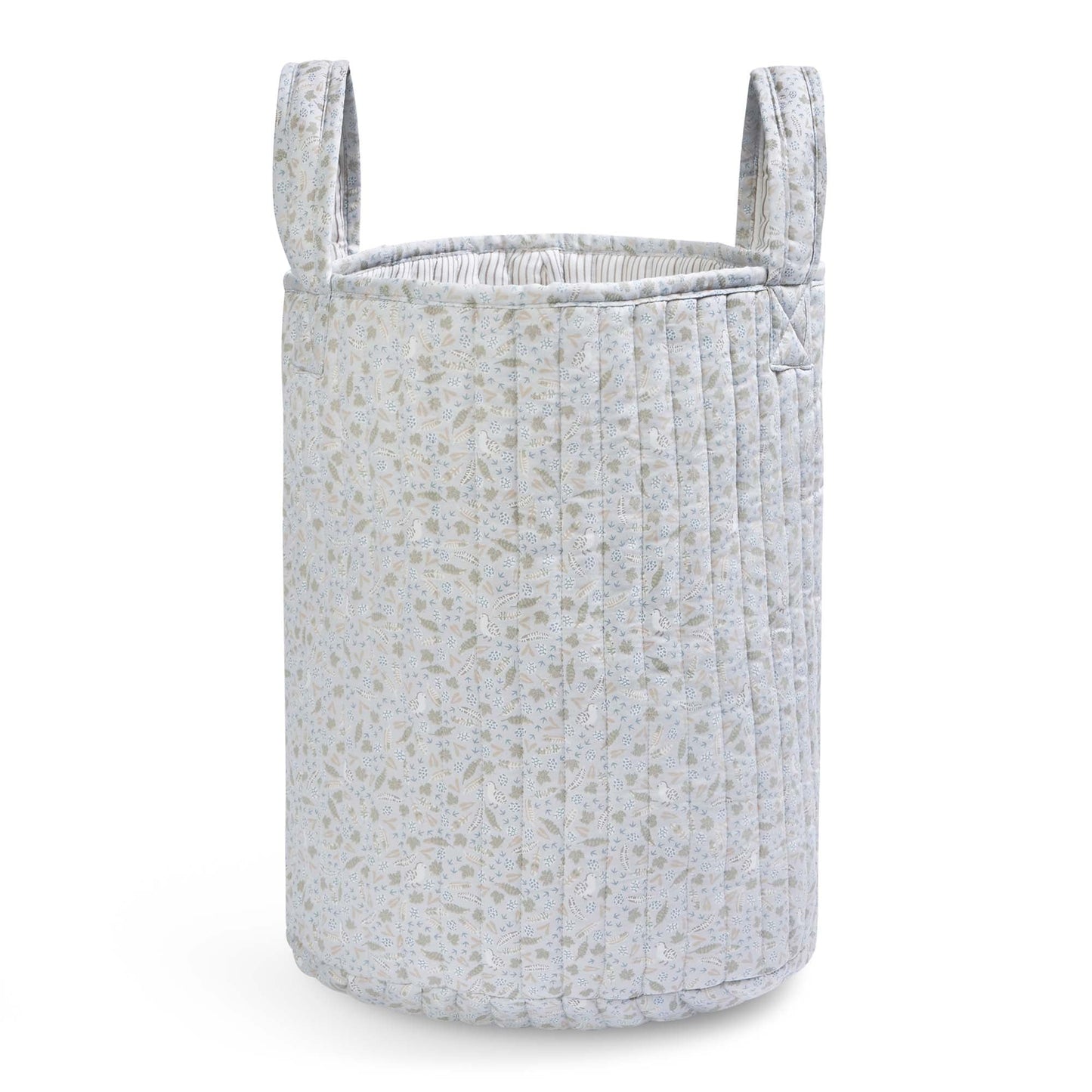 Textured fabric basket on a white background