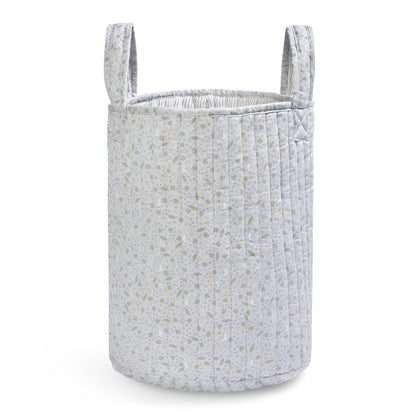 Textured fabric basket on a white background