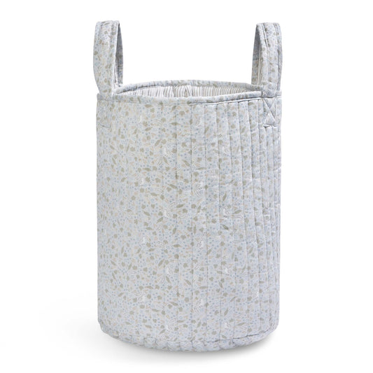Textured fabric basket on a white background