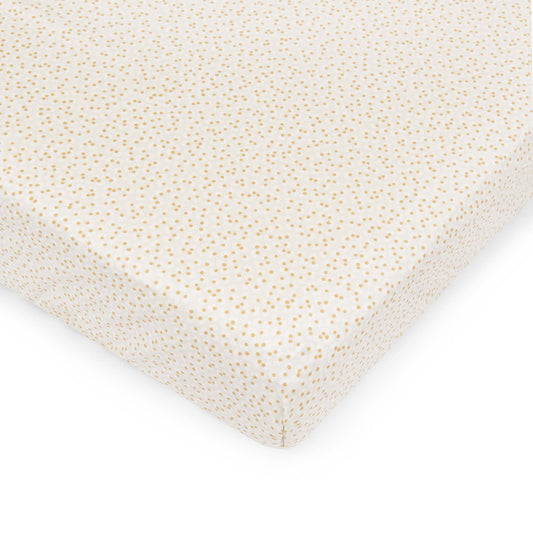 Fitted sheet with subtle pattern on a white background