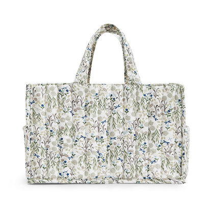 Floral patterned tote bag on a white background