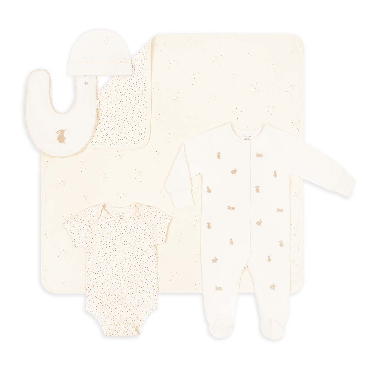 Baby outfit with elephant design on a white background