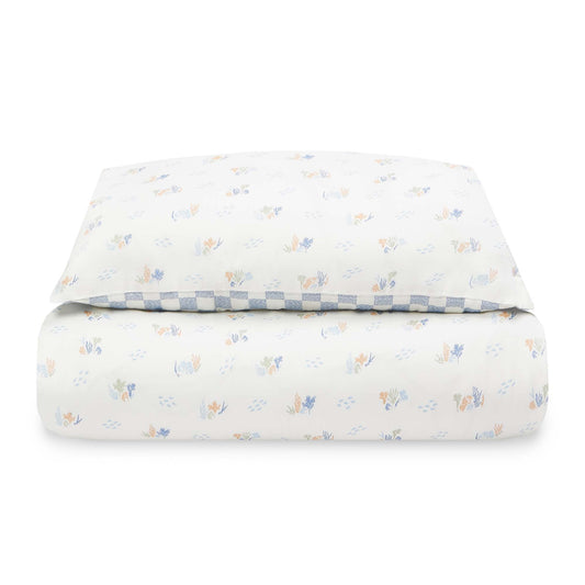 Floral-patterned duvet cover set on a white background