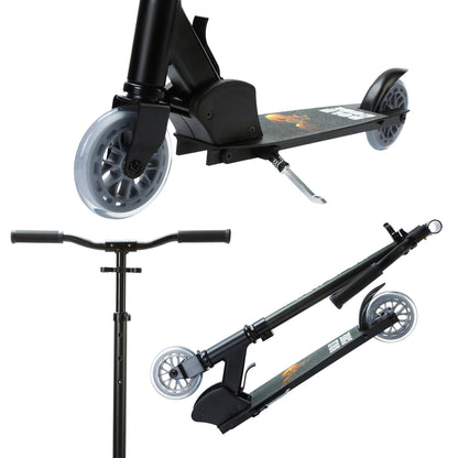 Two views of a scooter with a white background