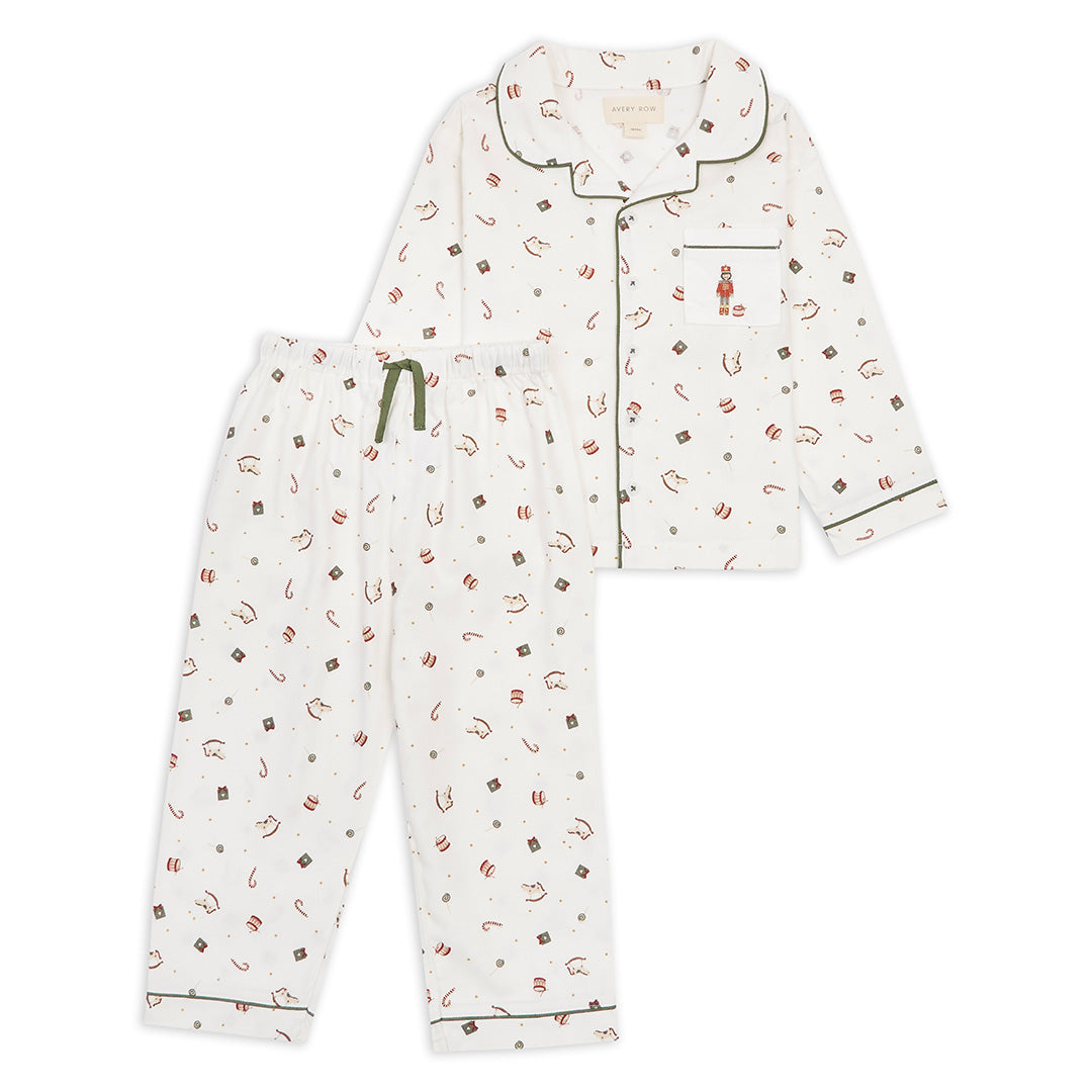 Children's pajama set with pattern on a white background