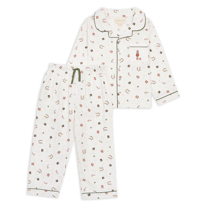 Children's pajama set with pattern on a white background