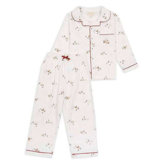 Children's pajama set with a pattern on a white background