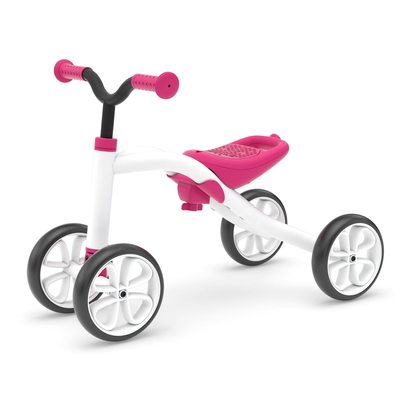 White and pink tricycle on a white background