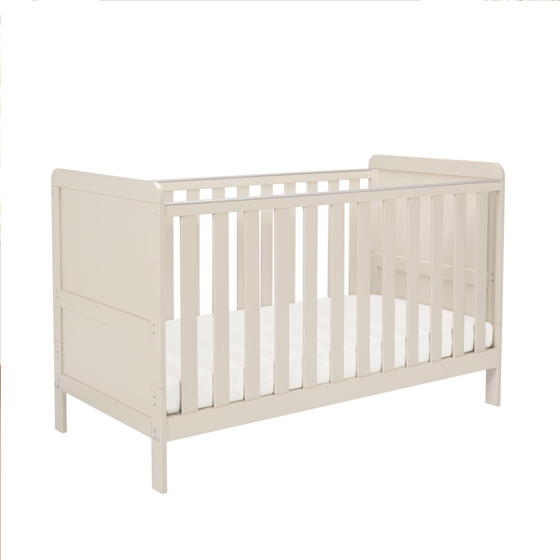 Cashmere Cot with white mattress on a white background 