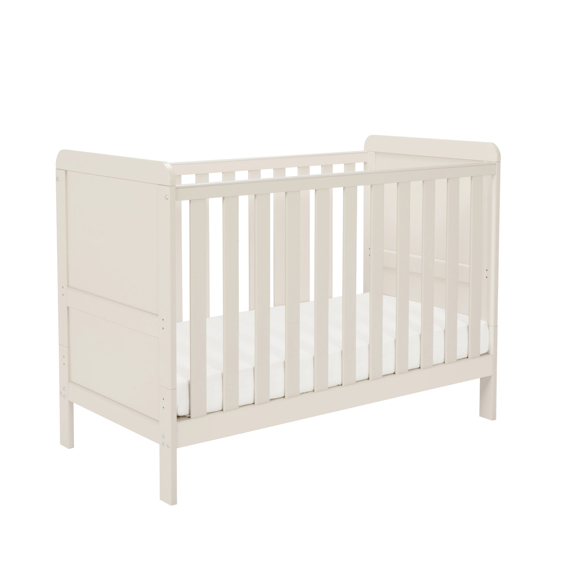 Cashmere Cot with white mattress on a white background