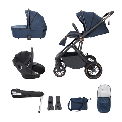 Collection of baby stroller and car seat accessories on a white background