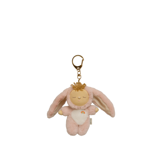 Plush key chain with a fluffy rabbit toy