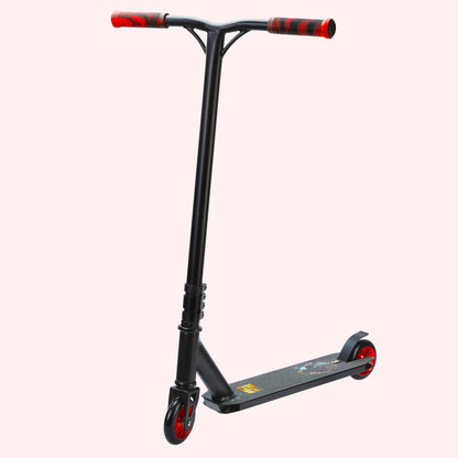 Black scooter with red accents on a white background