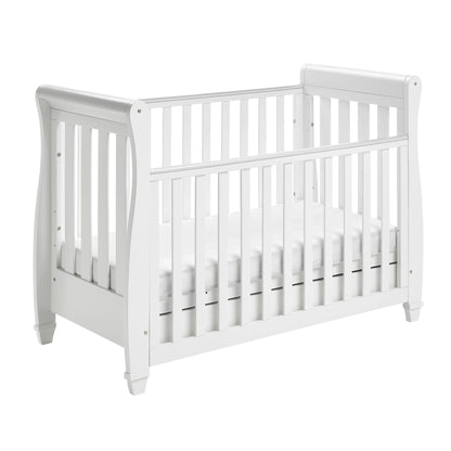 White crib on a white background