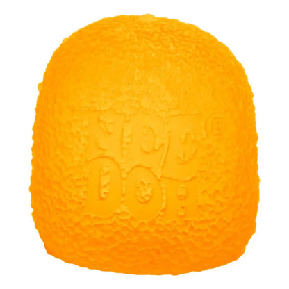 Orange textured ball with 'Good Boy' embossed on a white background