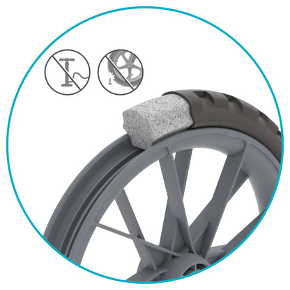 Fender washer attached to a bicycle fender with icons indicating no water and no mud.
