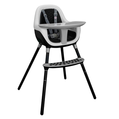 Black and white high chair on a white background