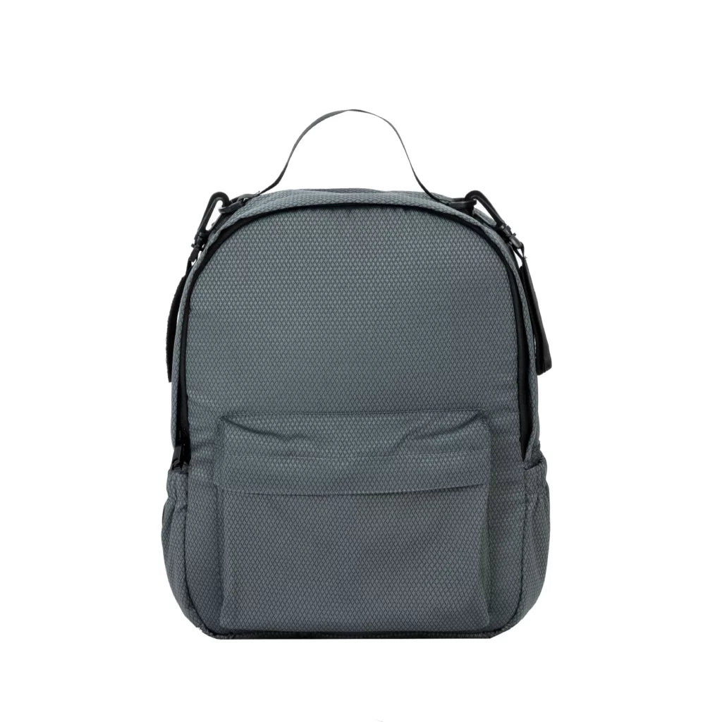 Gray backpack on a white background
