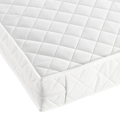 Quilted mattress protector with diamond pattern on a white background