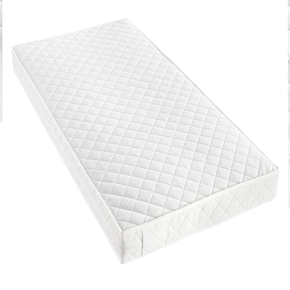 White quilted mattress protector on a white background
