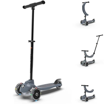 Gray scooter with extendable handlebar on a white background