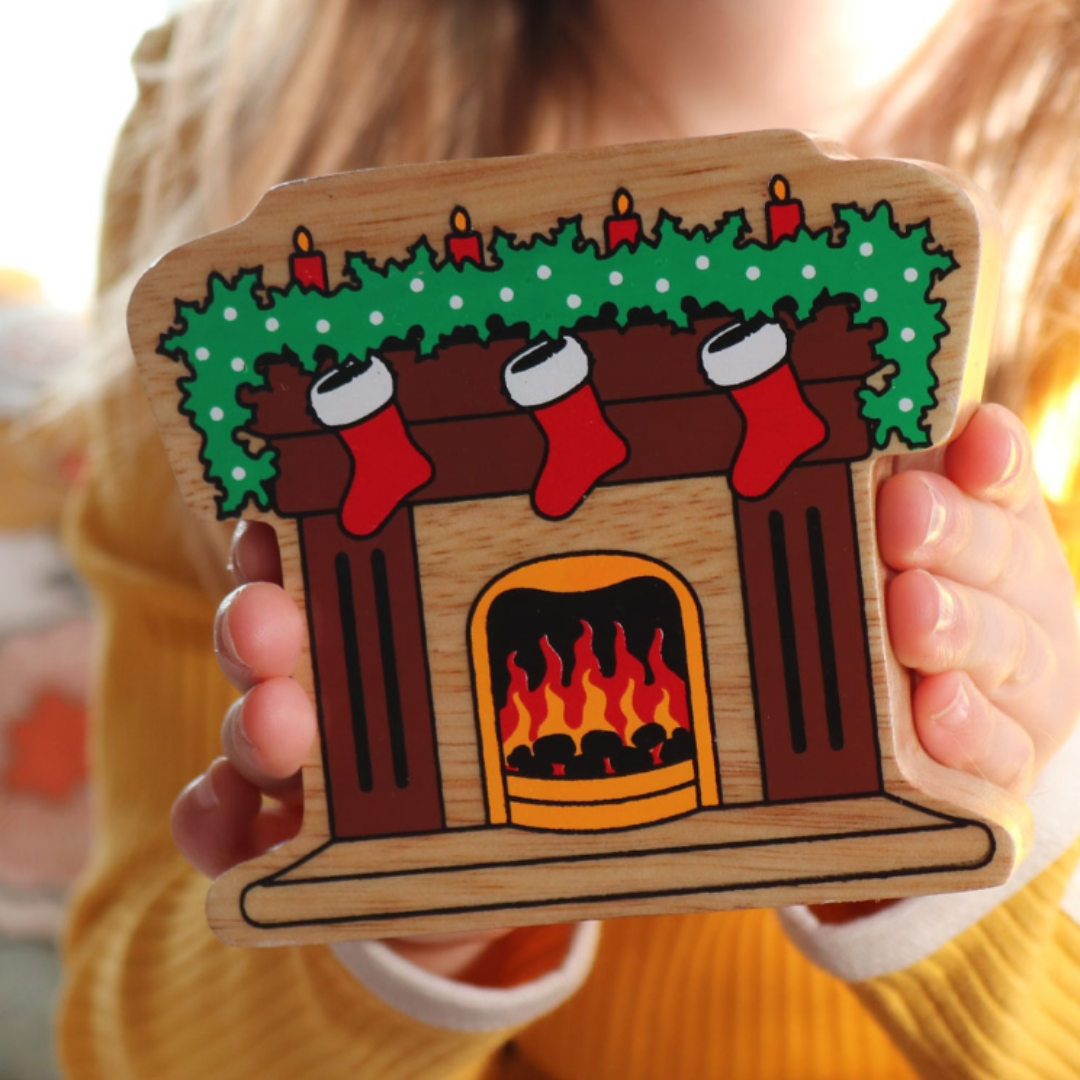 Natural Fireplace with Stockings
