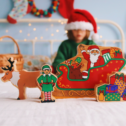 Natural Red Santa Claus in a Sleigh