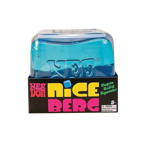 Blue toy in packaging with 'Nice Berg' branding on a white background