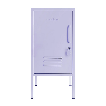 Purple locker with a handle on a white background
