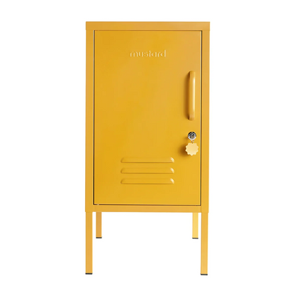 Yellow locker with 'Mustard' branding on a white background