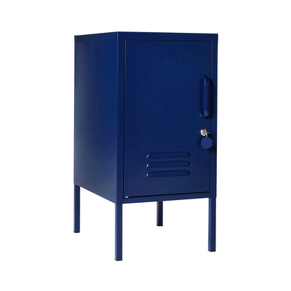 Blue metal locker on a white background