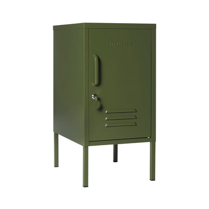 Green metal locker on a white background