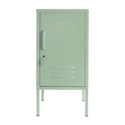 Green metal locker on a white background