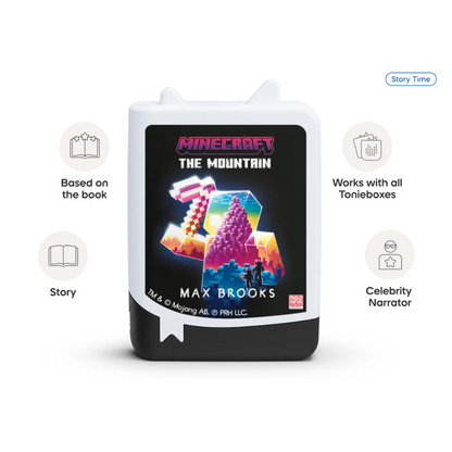 Minecraft-themed audio book packaging with colorful design on a white background