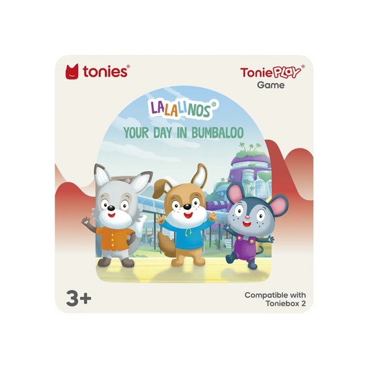 Tonies Lala Linos game packaging with cartoon characters on a white background