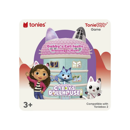 Tonie toy packaging with a doll, cat, and dog characters and 'Gabby's Dollhouse' branding.