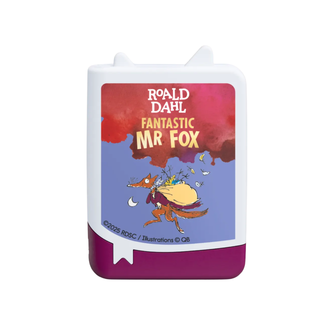 Cassette tape with 'Roald Dahl Fantastic Mr Fox' design on a white background