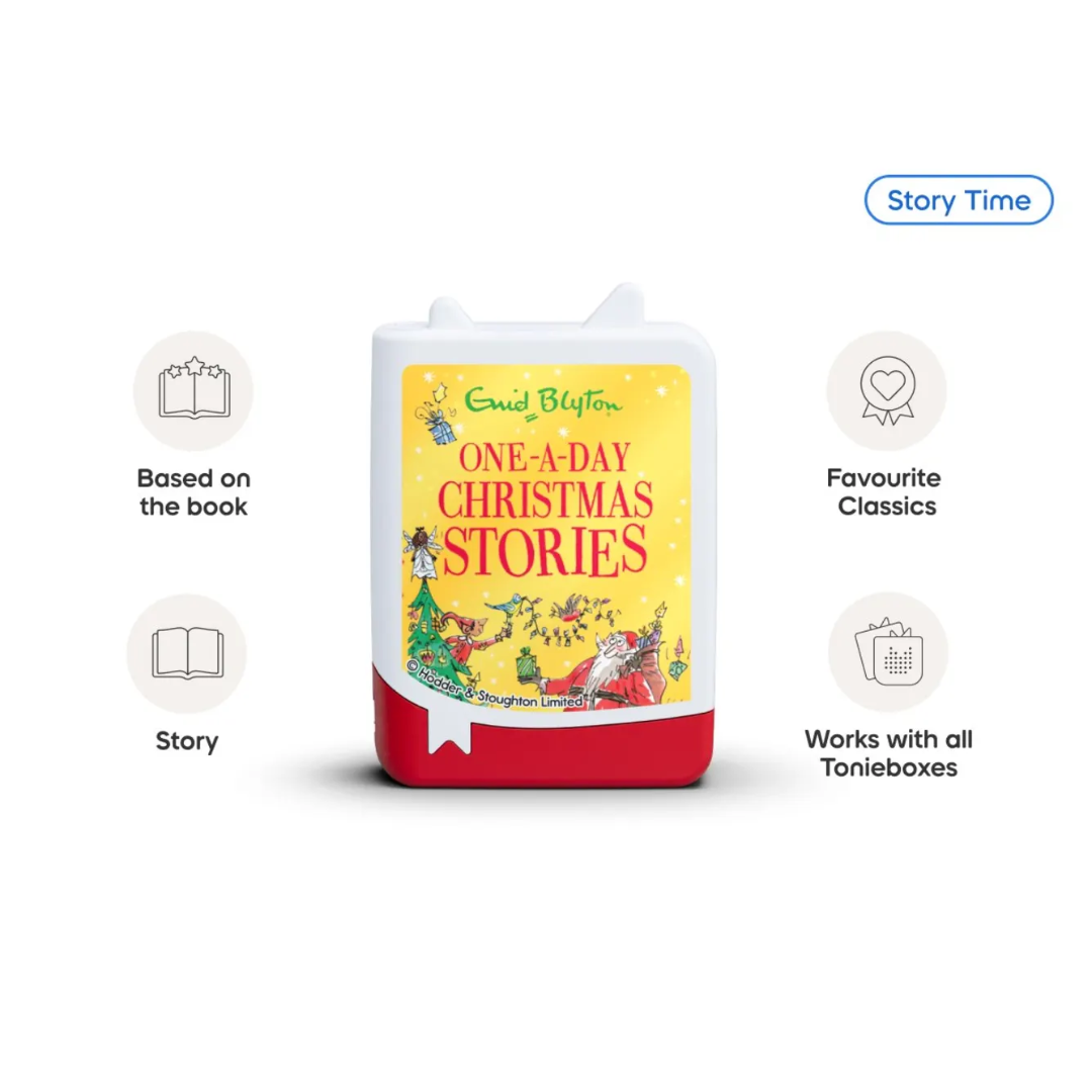 Enid Blyton One-A-Day Christmas Stories container with branding and product features on a white background