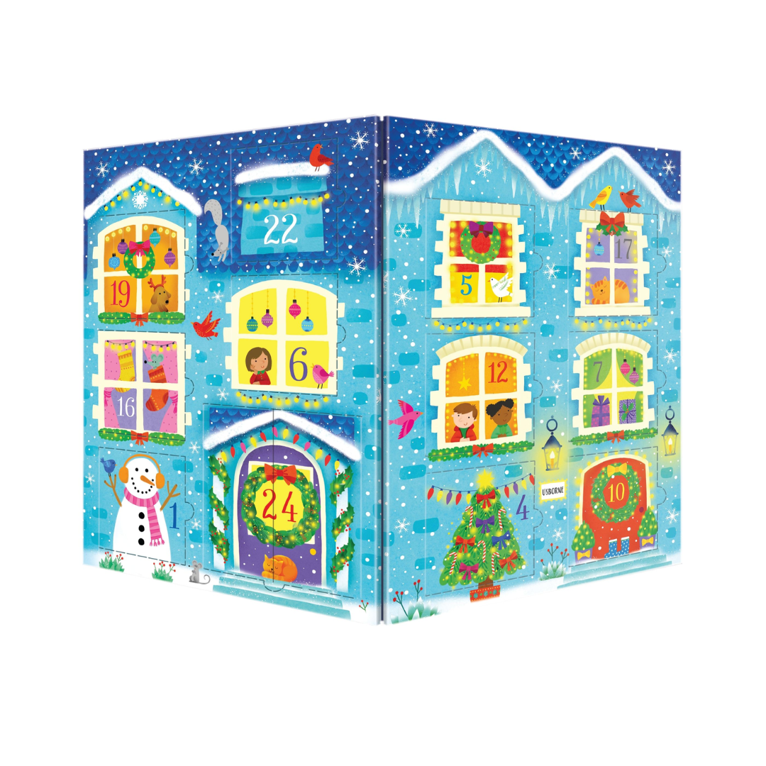 Advent calendar with a house design on a white background