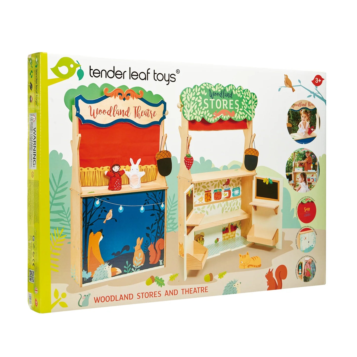 Tender Leaf Toys Woodland Stores and Theatre set packaging on a white background