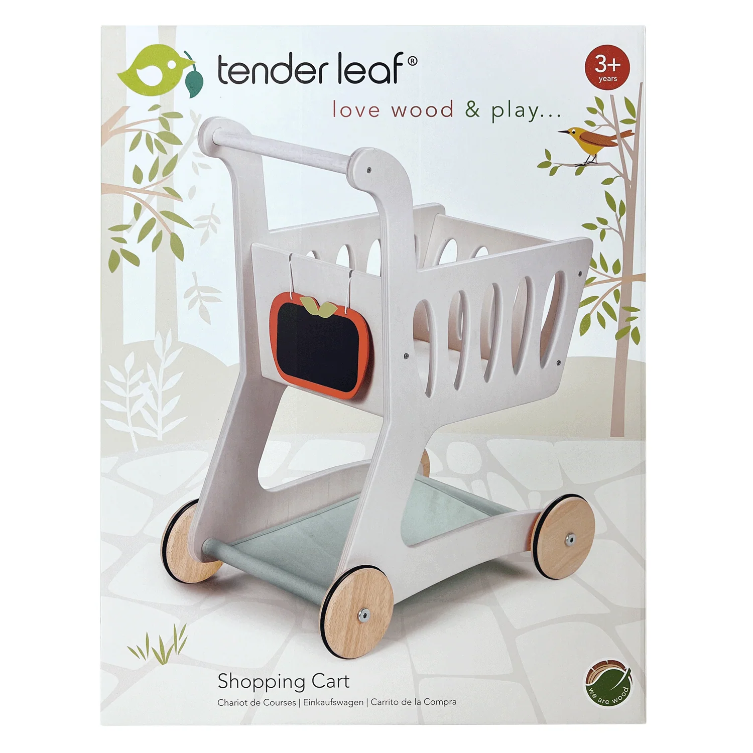 Tender Leaf toy shopping cart packaging with a white background