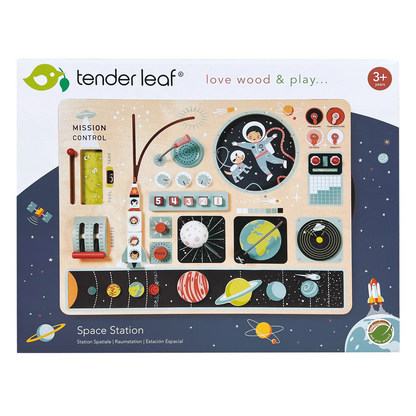 Tender Leaf Space Station toy set packaging with space-themed design