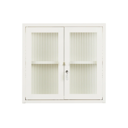 White chalk cabinet with glass