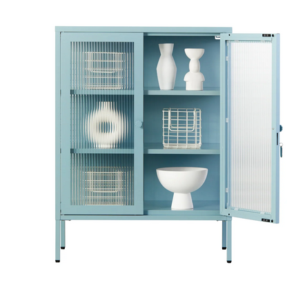 Blue ocean cabinet on a white cabinet