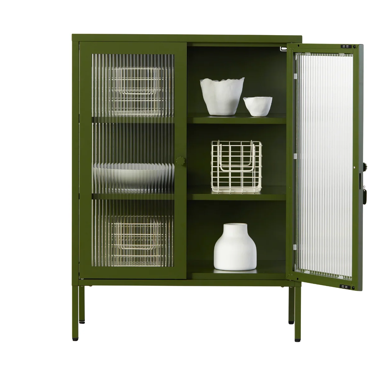 Mixer green olive cabinet with glass
