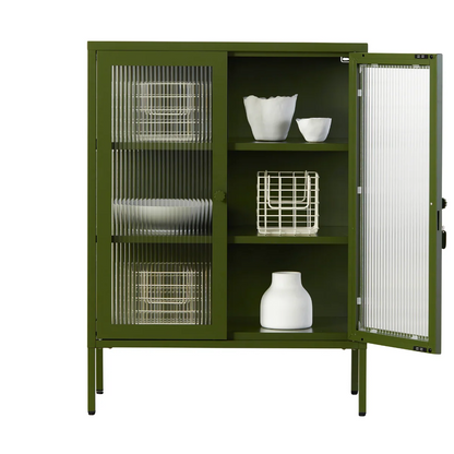 Mixer green olive cabinet with glass