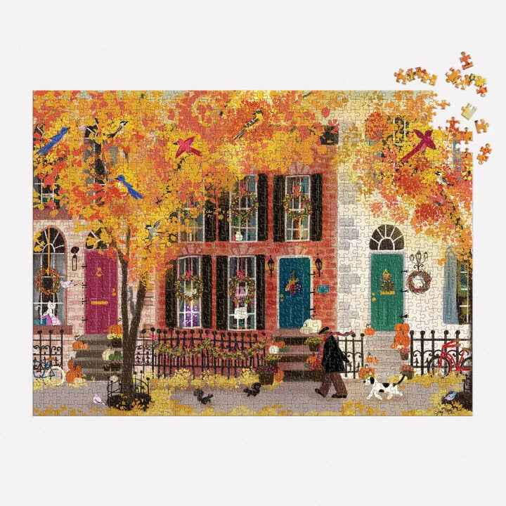 Autumn in the Neighborhood 1000 Piece Puzzle by Joy Laforme