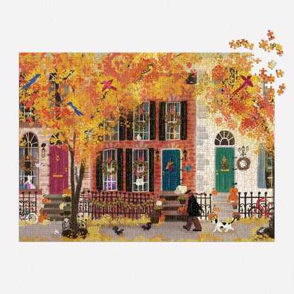 Autumn in the Neighborhood 1000 Piece Puzzle by Joy Laforme