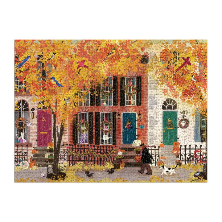 Autumn in the Neighborhood 1000 Piece Puzzle by Joy Laforme
